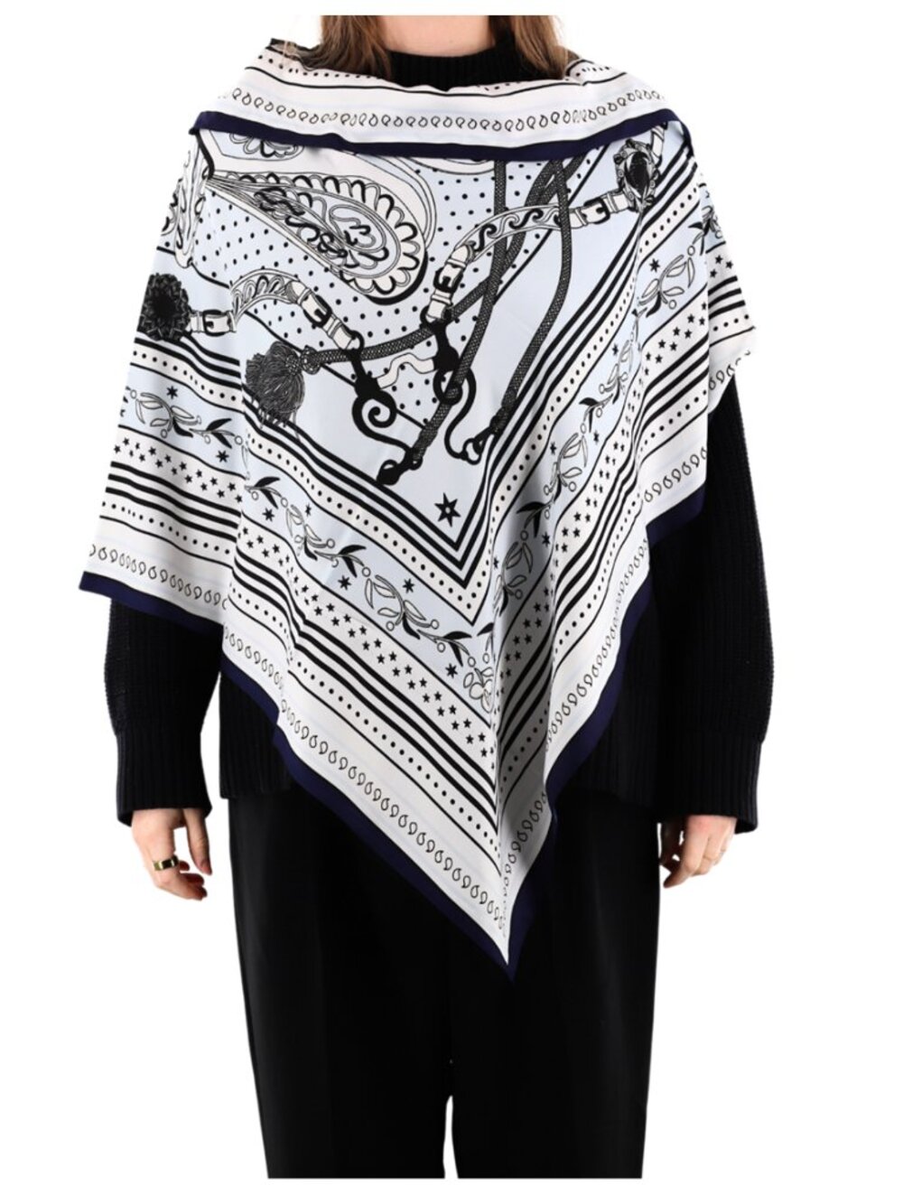 Lightweight Equestrian Print Poncho
